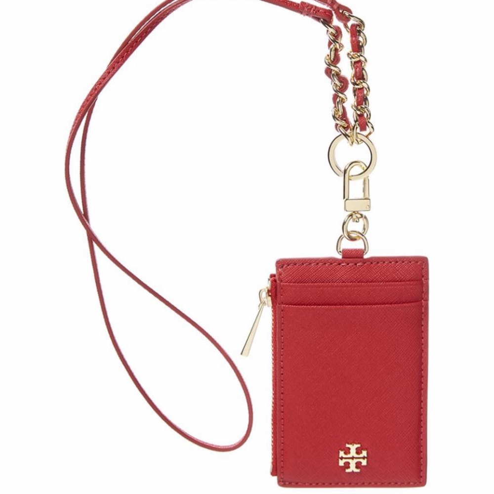 Tory Burch Red Lanyard Keychain Wallet